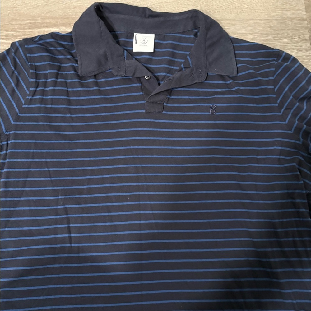 Bogner Men's Striped Polo Shirt - Black with Blue Stripes - Picture 4 of 9